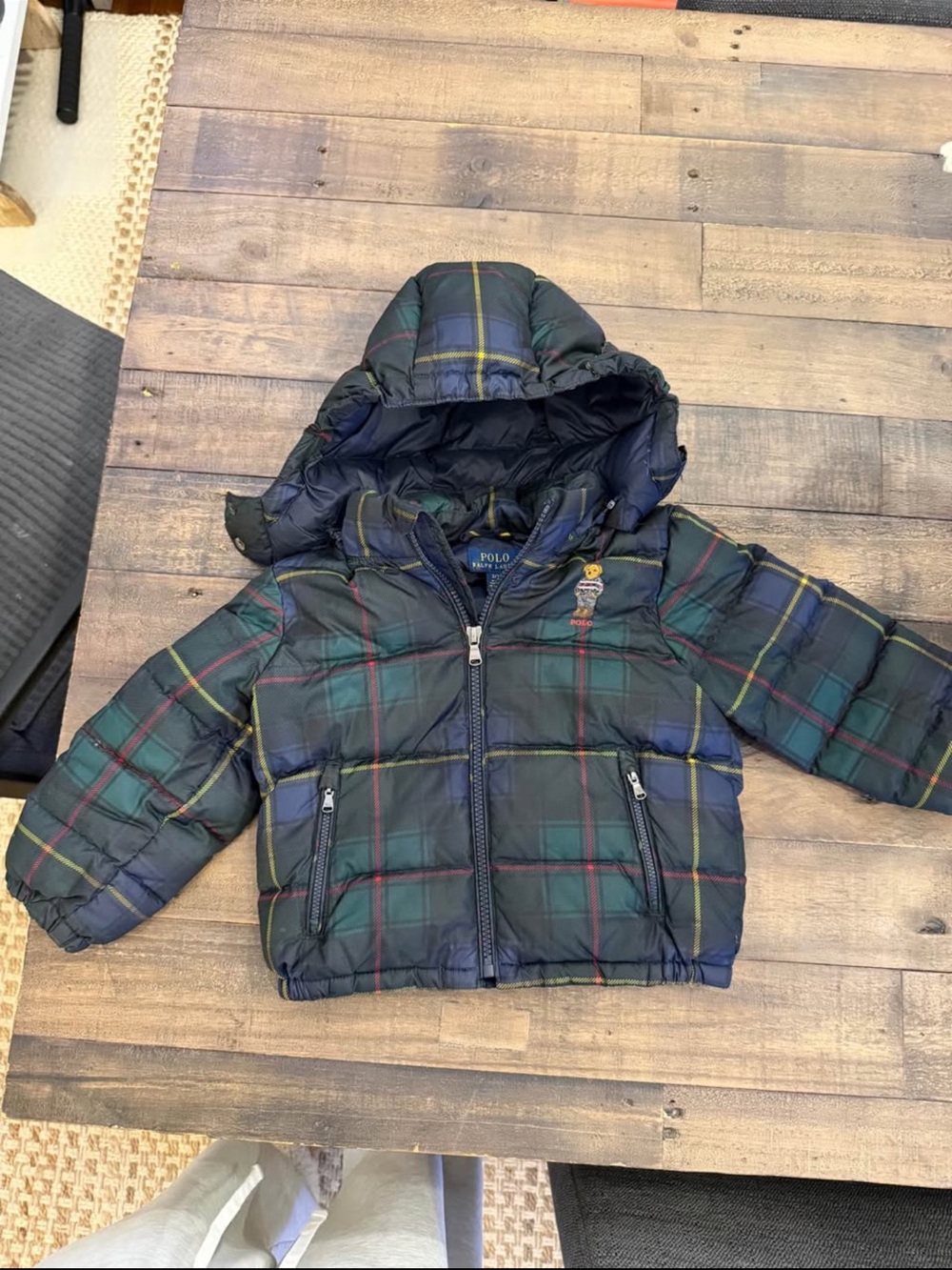 Ralph Lauren Polo Bear Plaid Down Coat 2T